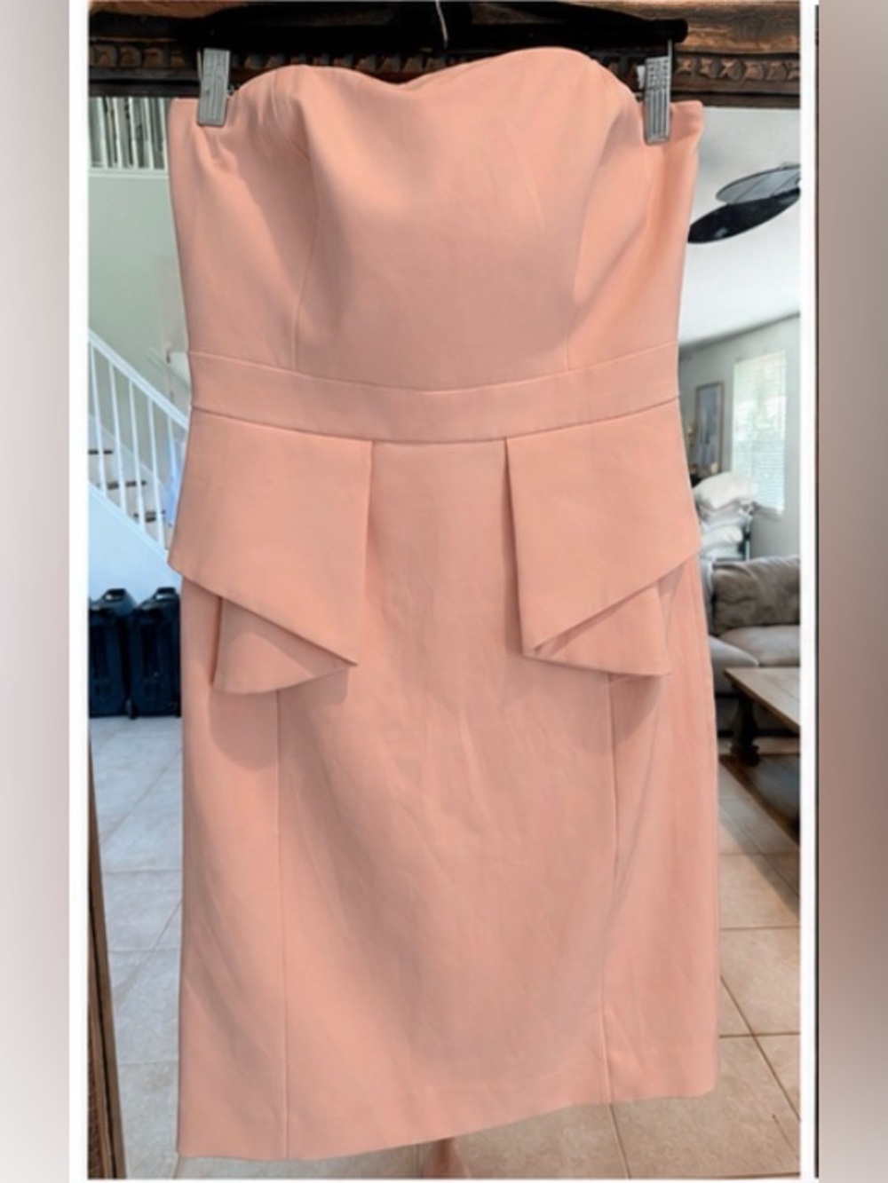 ANTONIO MELANI Strapless Peach Peplum Dress with adjustable straps